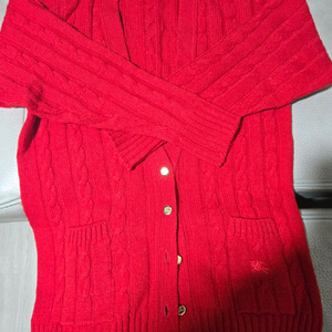 버버리 정품 레드 케이블 니트 가디건 S