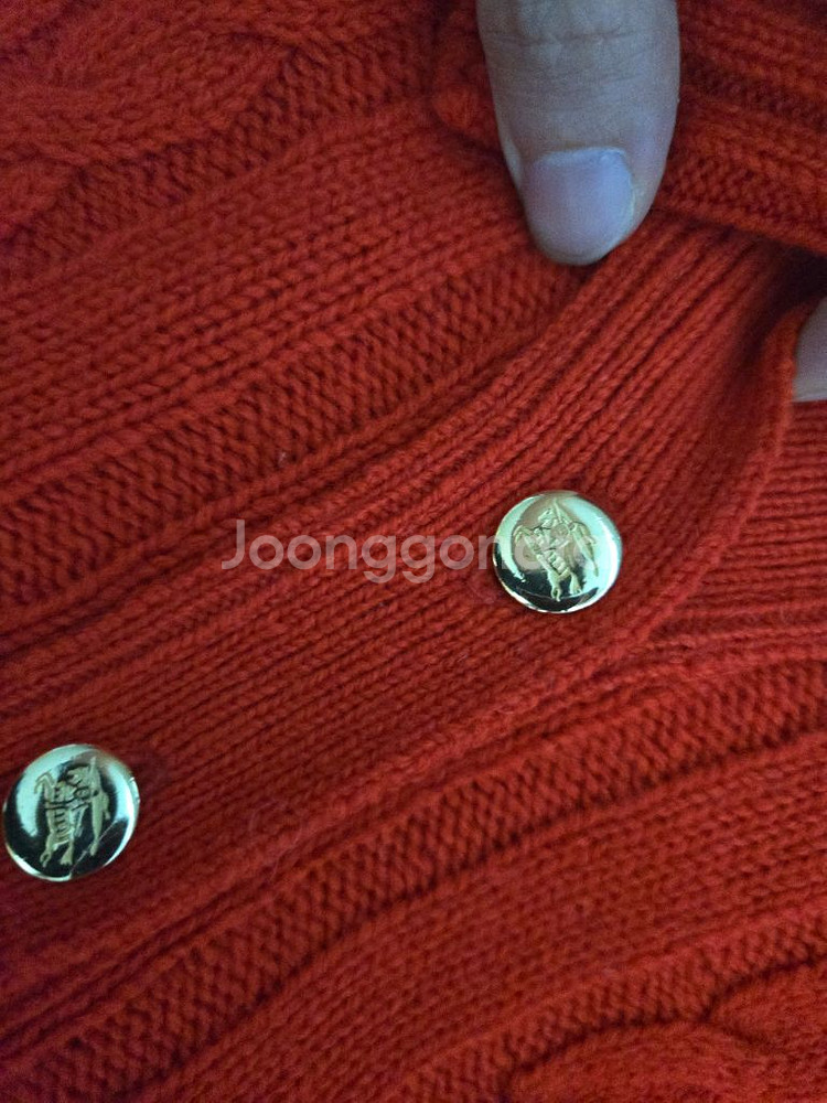 버버리 정품 레드 케이블 니트 가디건 S--3