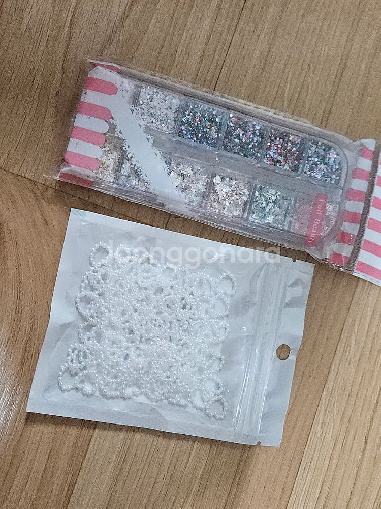 네일 재료 2개 일괄 (파츠, 글리터)--0