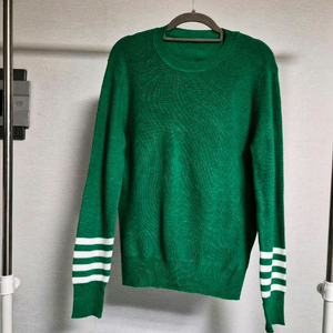 미착용 프리) 그린 니트 스웨터 흰색 줄무늬