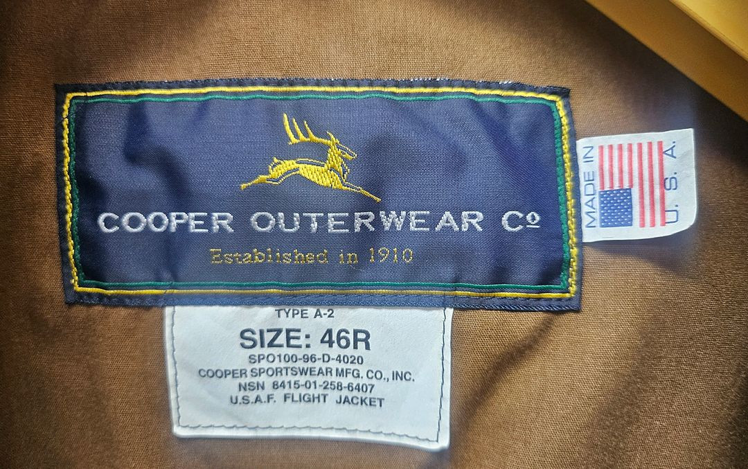 쿠퍼 A-2 플라이트 46 빈티지 남성가죽자켓 XD27 이미지