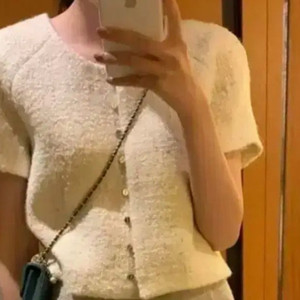 르플레인 골드 트위드 자켓