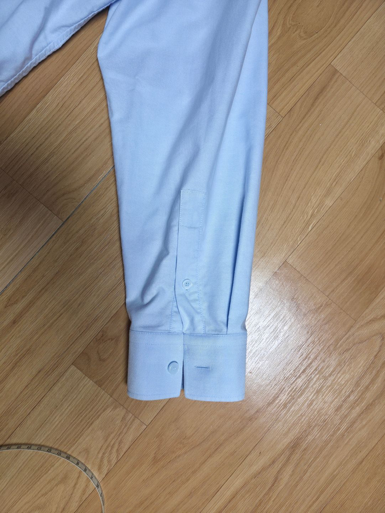 버버리 CLAVERDON 레터링 옥스포드 블루 셔츠--5