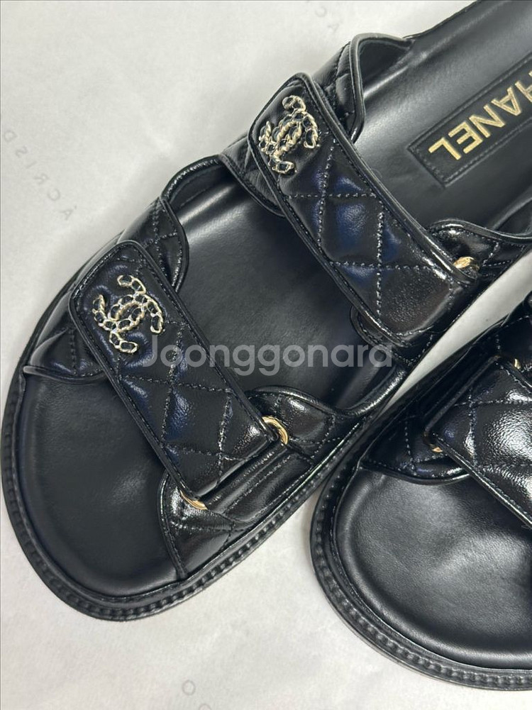 샤넬 CC 밸크로 로고 샌들 뮬 레더 39--3