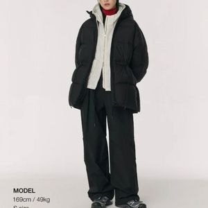 무신사 우먼즈 브라이트 후디드 미들 다운