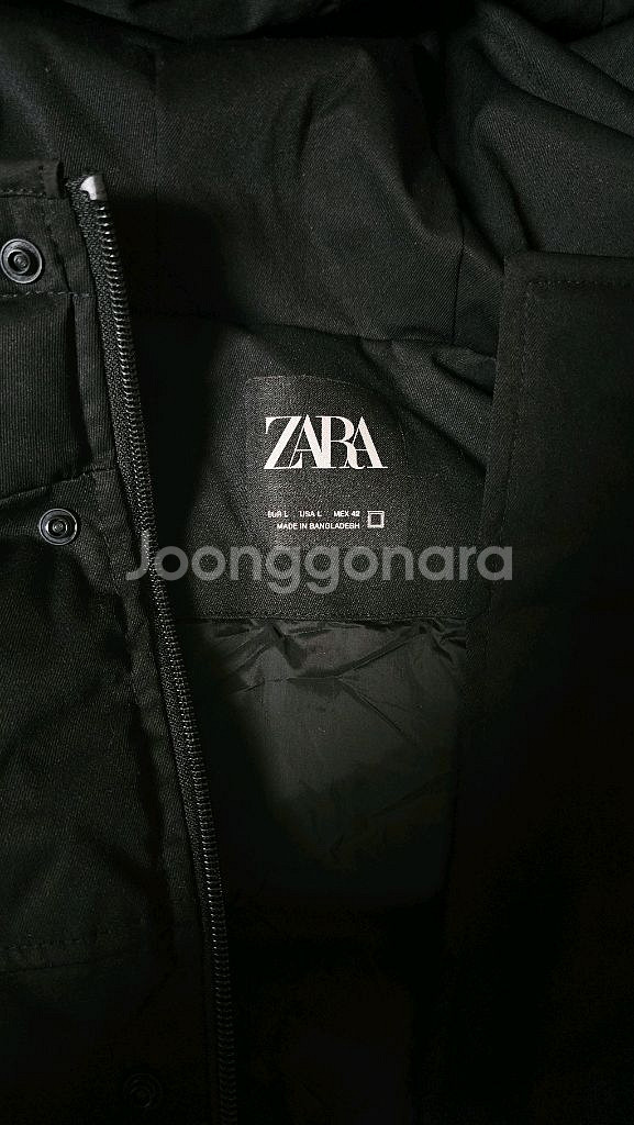 자라 남.녀공용 후드 패딩 조끼 L 블랙--5