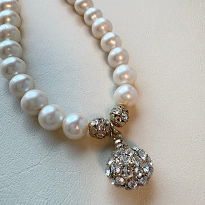 담수 진주 스톤볼 목걸이 (새상품)