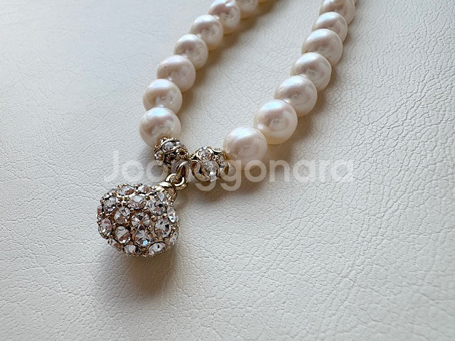 담수 진주 스톤볼 목걸이 (새상품)--3