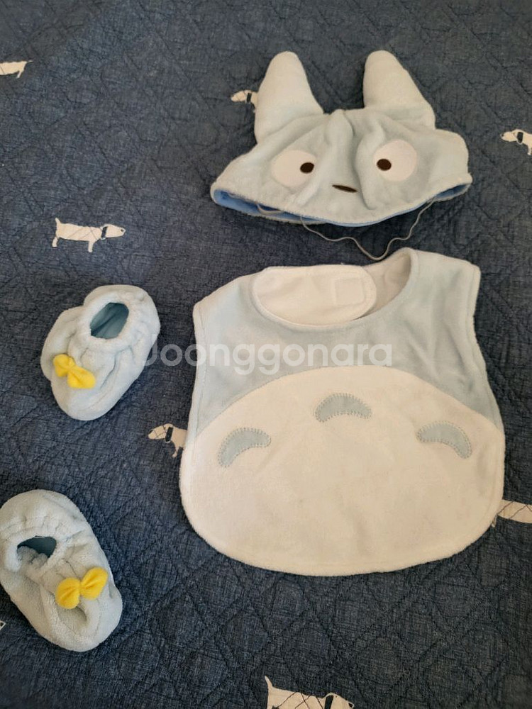 토토로 베이비 모자, 턱받이, 덧신 세트--0
