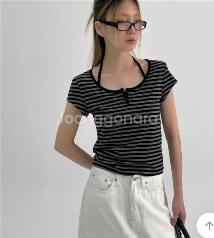 블랙업 스트라이프 반팔티 티셔츠 줄무늬--0