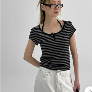 블랙업 스트라이프 반팔티 티셔츠 줄무늬