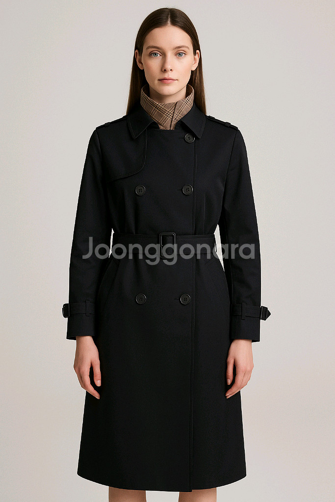 (택있는새상품)프라다원단느낌 버버리감성 네이비 더블 트렌치코트 55--0