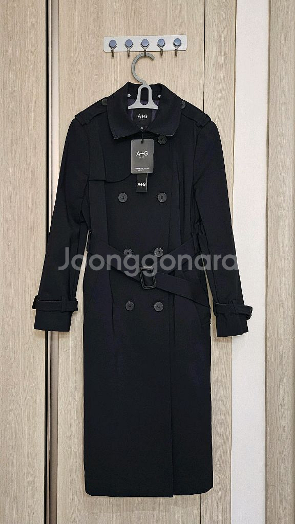 (택있는새상품)프라다원단느낌 버버리감성 네이비 더블 트렌치코트 55--3