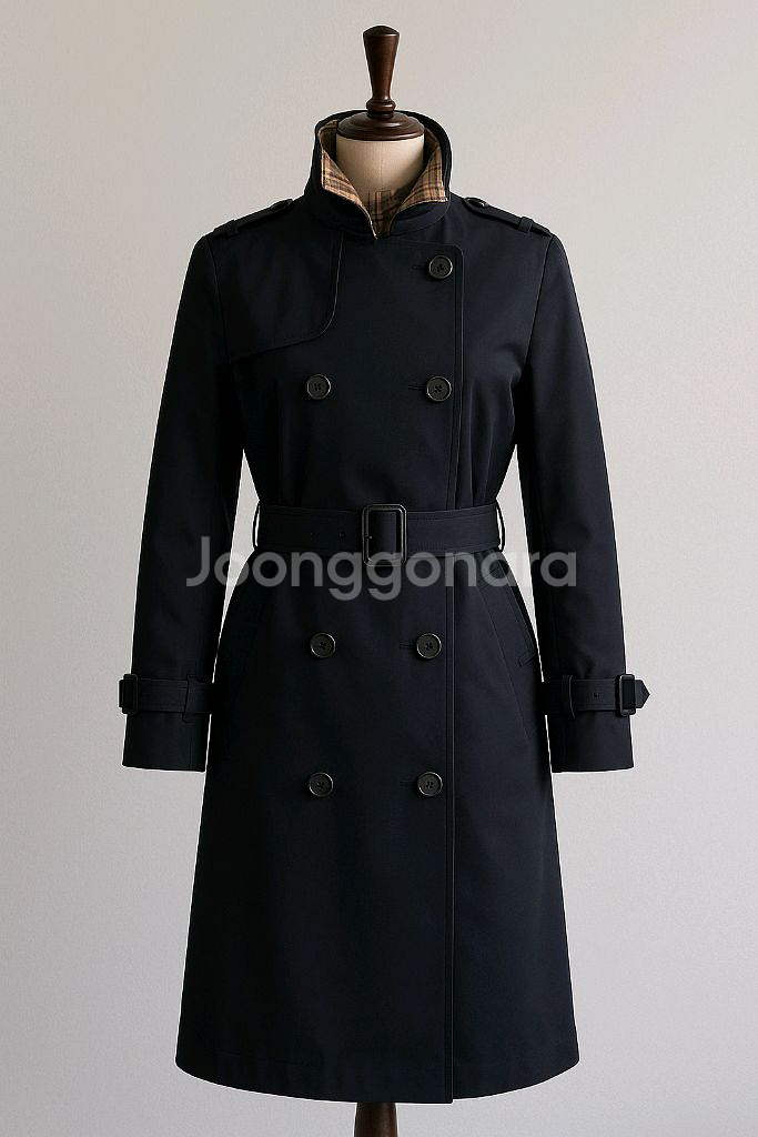 (택있는새상품)프라다원단느낌 버버리감성 네이비 더블 트렌치코트 55--2