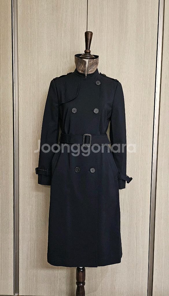 (택있는새상품)프라다원단느낌 버버리감성 네이비 더블 트렌치코트 55--4