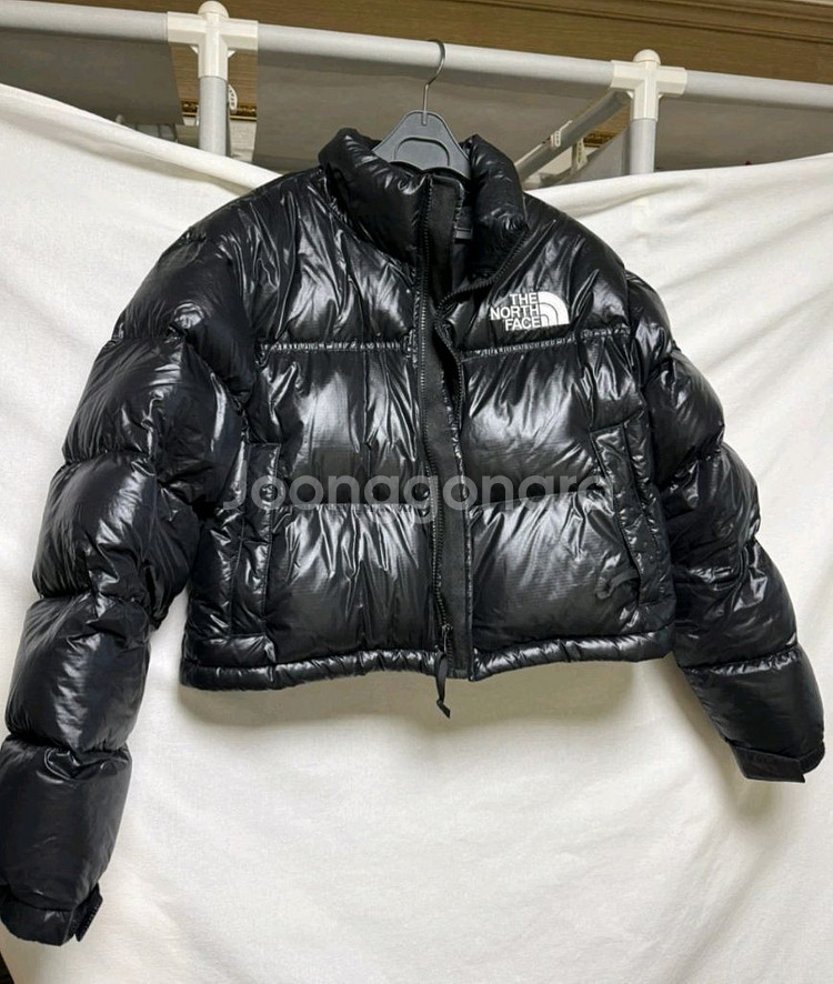 노스페이스 눕시 유광숏크롭패딩 m90--0