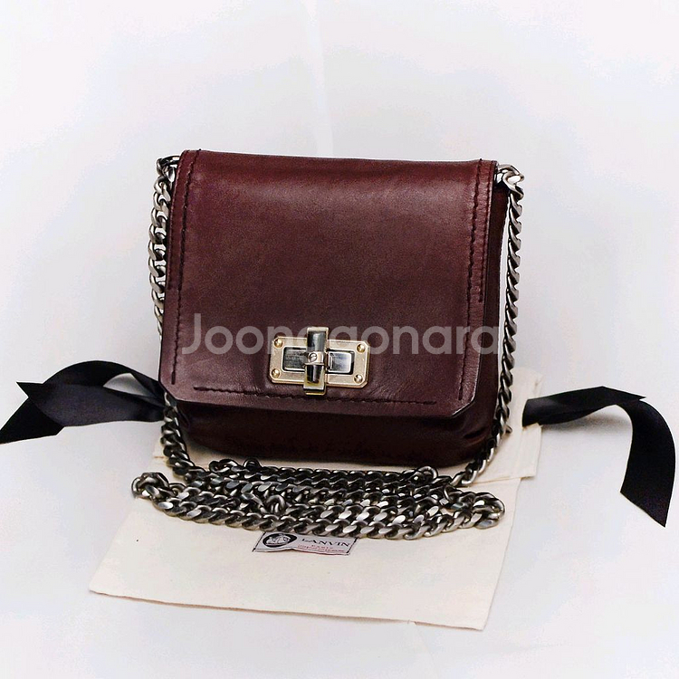 랑방 해피백 삭 미니 레더 체인 크로스백--0