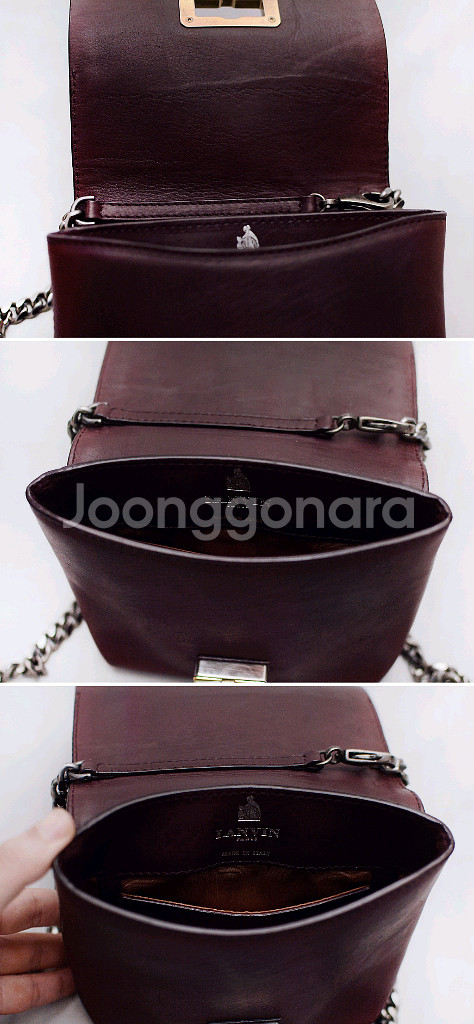 랑방 해피백 삭 미니 레더 체인 크로스백--5