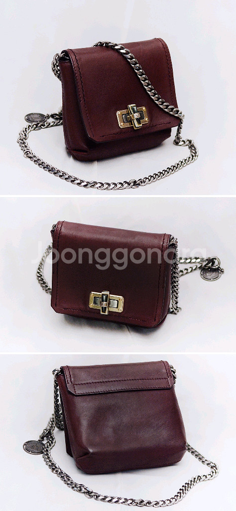 랑방 해피백 삭 미니 레더 체인 크로스백--2