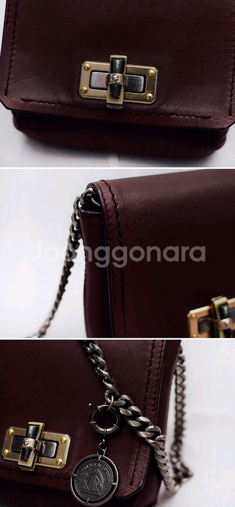 랑방 해피백 삭 미니 레더 체인 크로스백--6