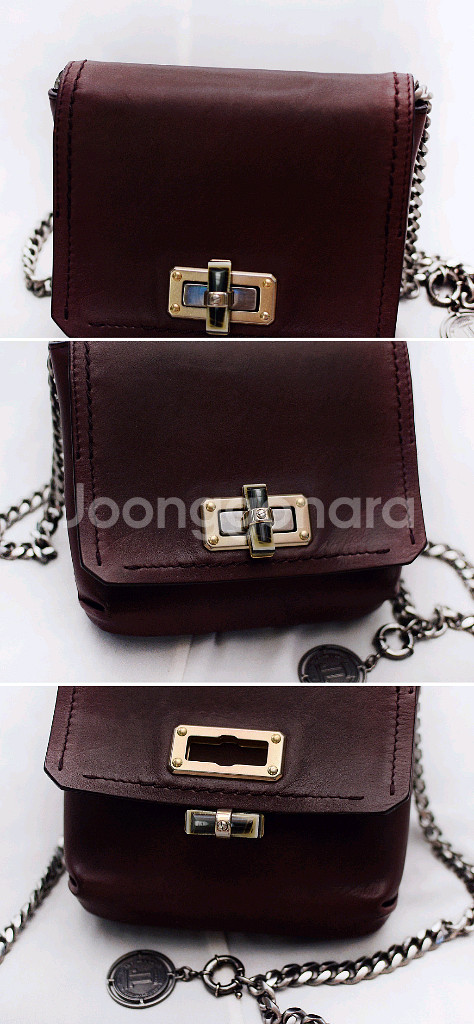 랑방 해피백 삭 미니 레더 체인 크로스백--3