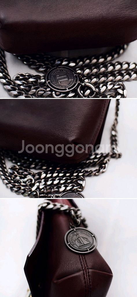 랑방 해피백 삭 미니 레더 체인 크로스백--7