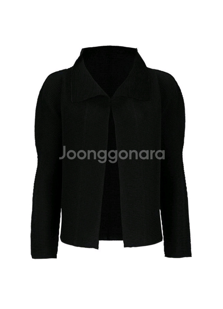 미 이세이미야케 스트레치 플리츠 가디건 블랙--0