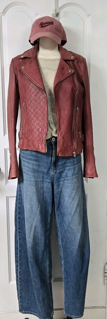 Maje 마쥬 빈티지 로즈핑크 가죽자켓--0