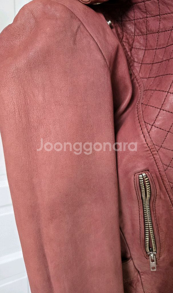 Maje 마쥬 빈티지 로즈핑크 가죽자켓--5