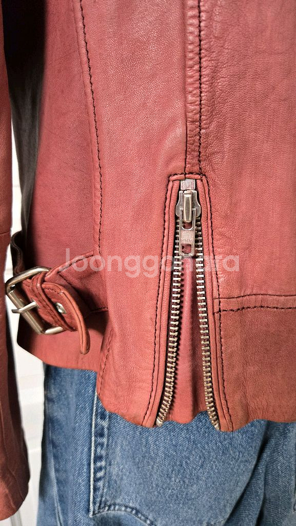 Maje 마쥬 빈티지 로즈핑크 가죽자켓--4