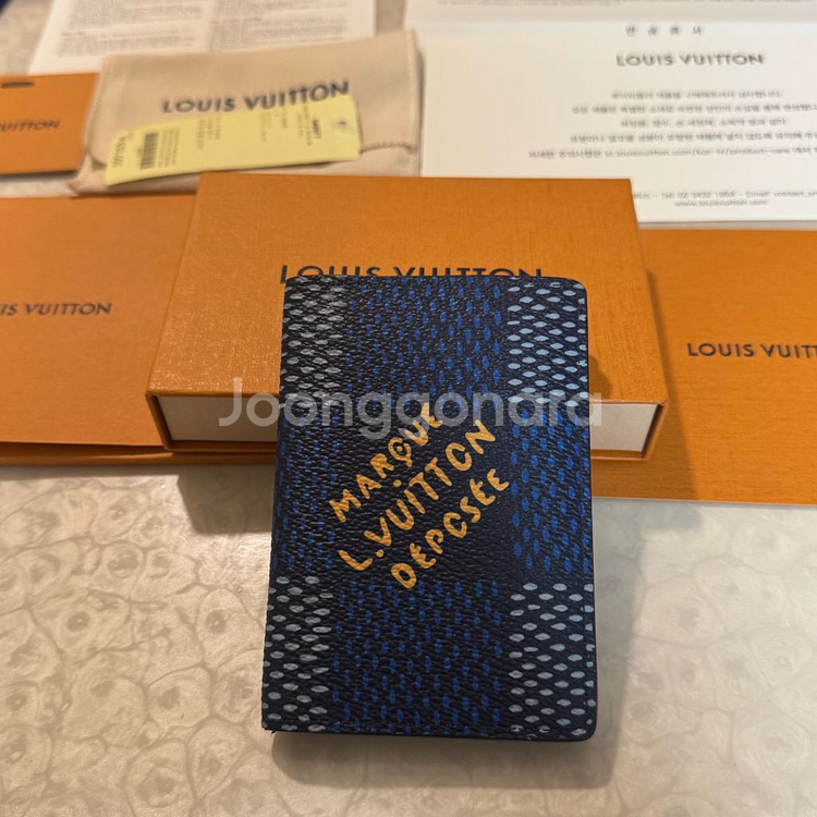 한정판 루이비통 퍼렐 포켓 오거나이저 다미에 블루--2