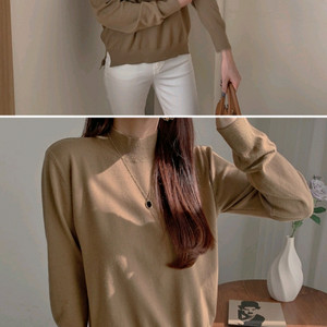 반목 폴라 니트 카키브라운