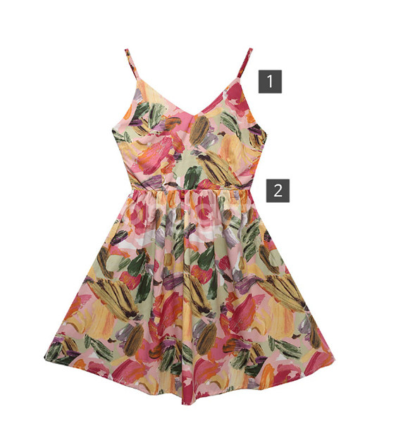 비키니밴더 트로피컬 슬리브리스 미니 원피스--2