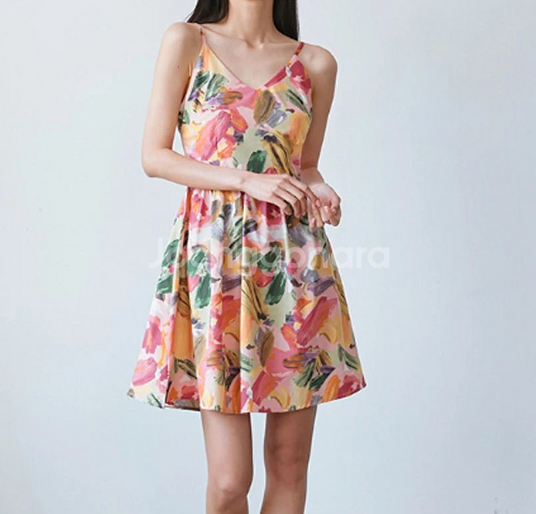 비키니밴더 트로피컬 슬리브리스 미니 원피스--0