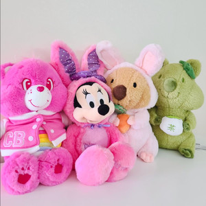 디즈니 미니마우스 케어베어 쿼카 토끼 말차 인형 핑크