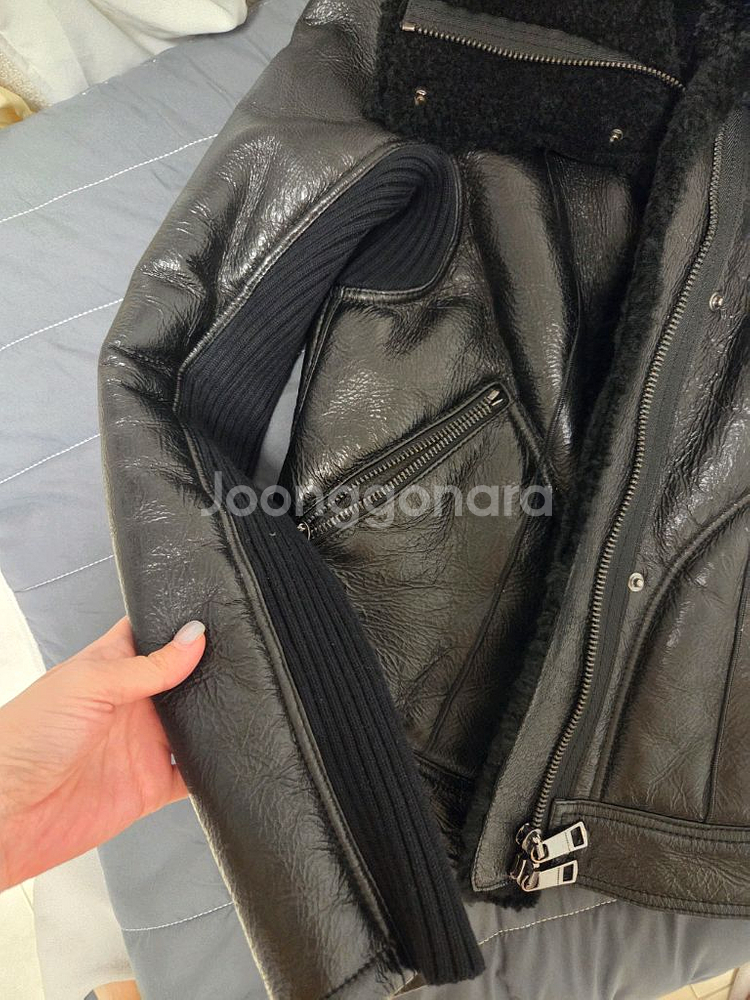 버버리런던 양가죽 무스탕 라이더 자켓--2