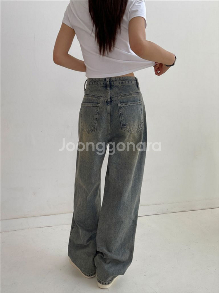 모어라운드 와이드 데님팬츠 L--2