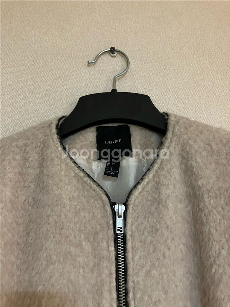 울 알파카 혼방 자켓 하프코트 S 착샷--2