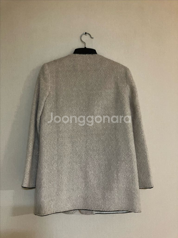 울 알파카 혼방 자켓 하프코트 S 착샷--1