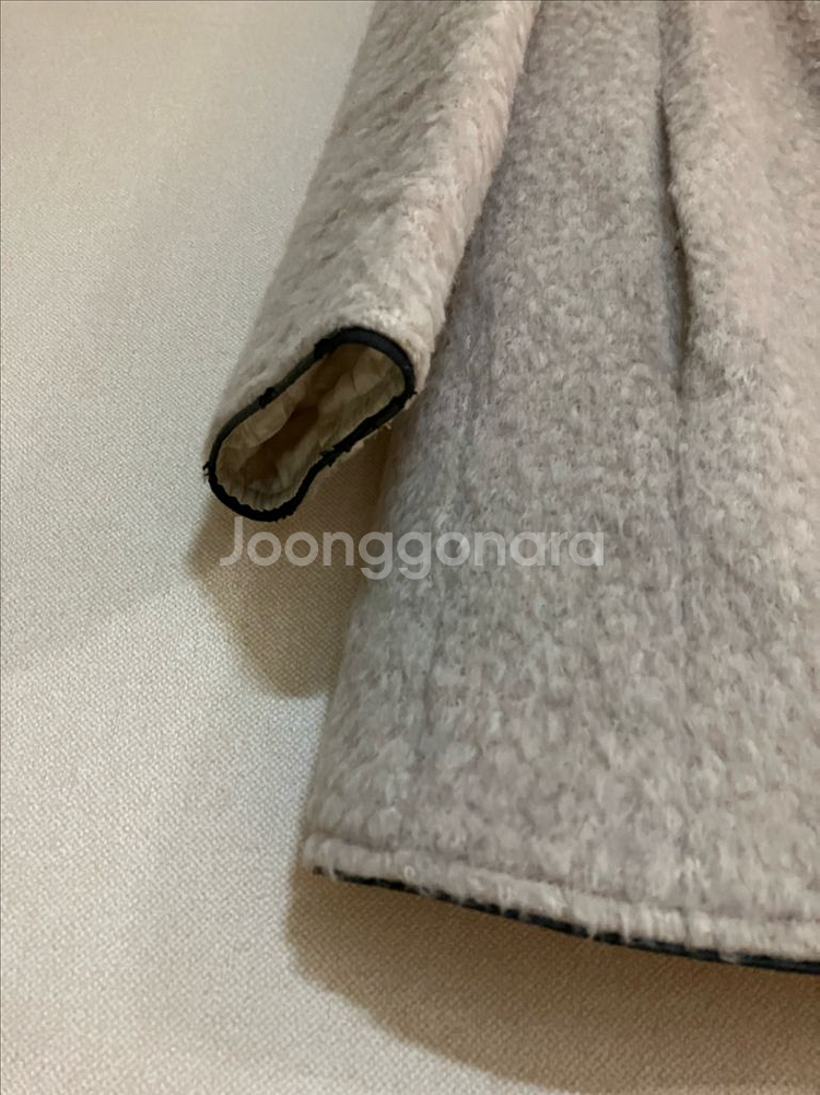 울 알파카 혼방 자켓 하프코트 S 착샷--3