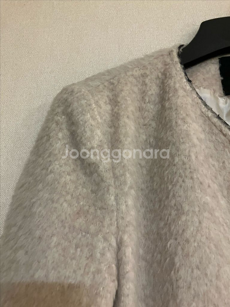 울 알파카 혼방 자켓 하프코트 S 착샷--6