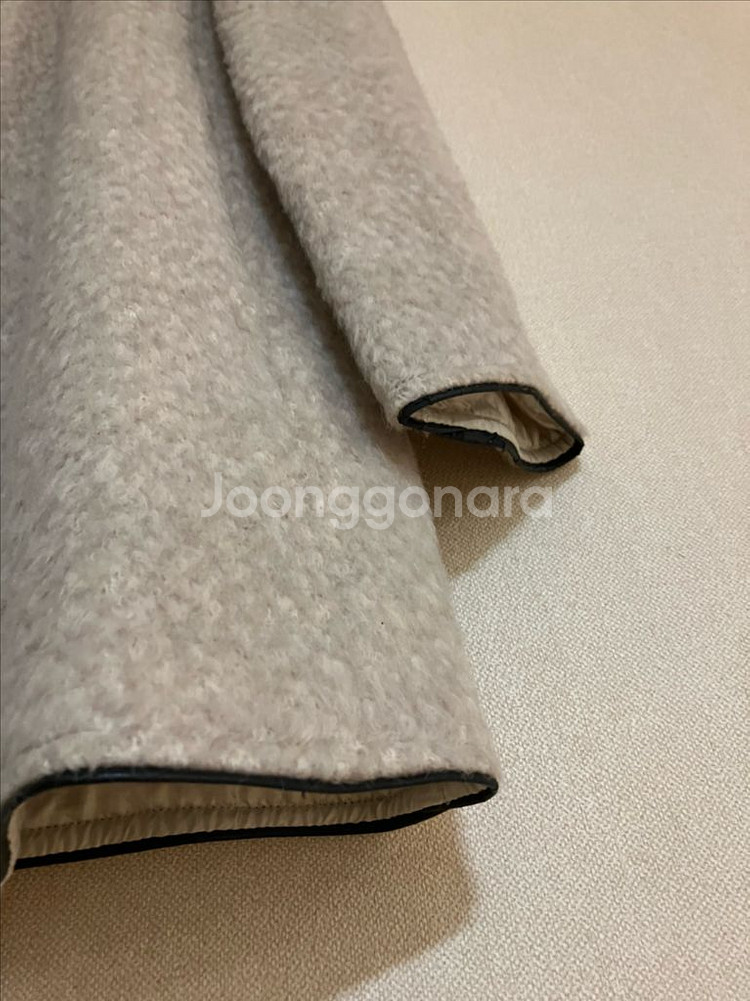 울 알파카 혼방 자켓 하프코트 S 착샷--4