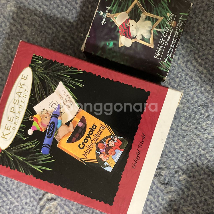 빈티지 크레욜라 크리스마스 오너먼트 세트--1