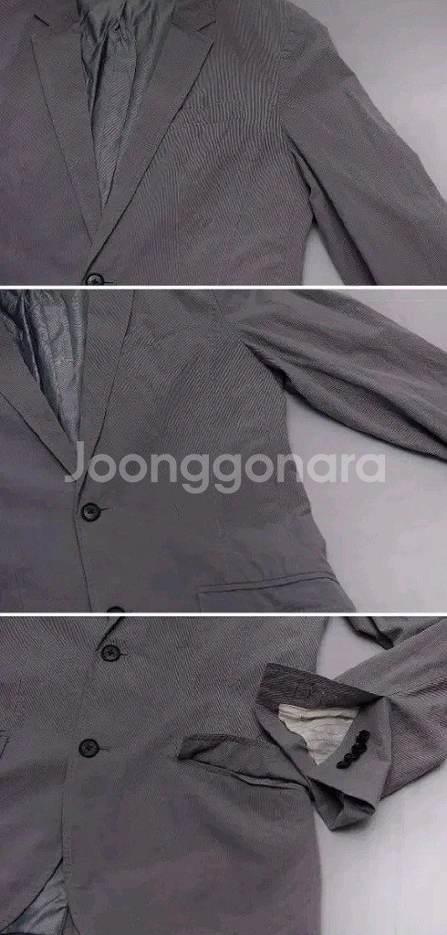 아르마니 코튼 스트라이프 블레이저 자켓 38R 95+--7