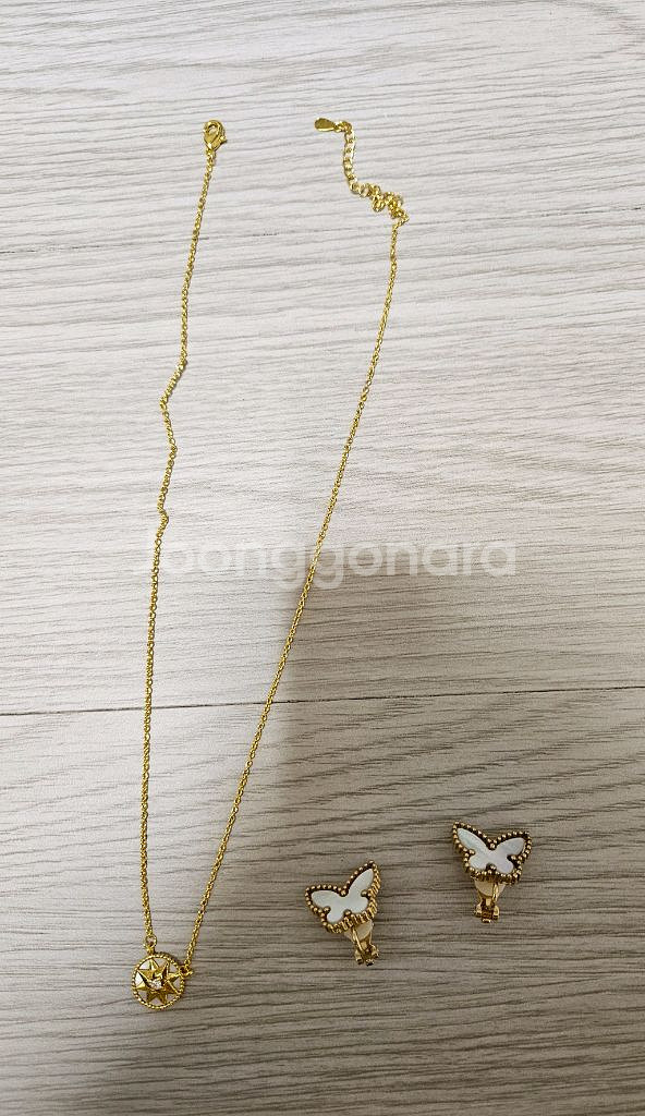 로즈드방 st 목걸이 + 반클리프 나비 st 귀찌--2