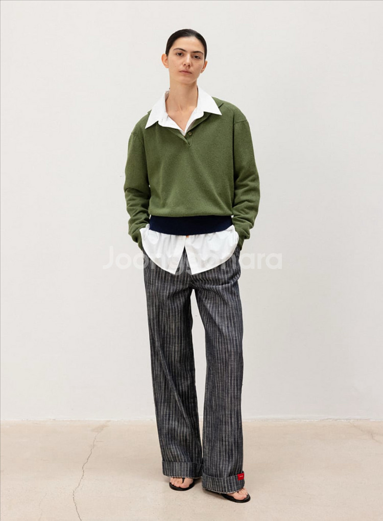 새제품) 문달 그레인 데님 인디고 스트라이프 s--3