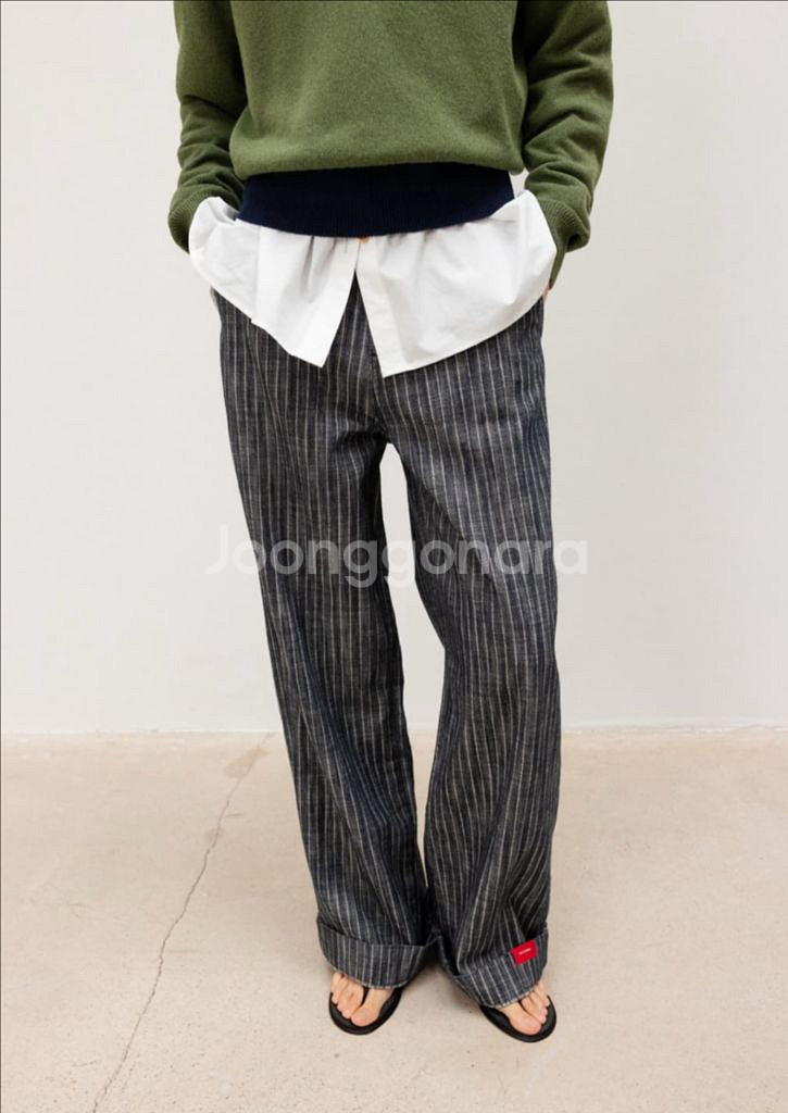 새제품) 문달 그레인 데님 인디고 스트라이프 s--2