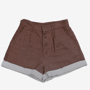 여자바지 롤업 린넨팬츠 브라운