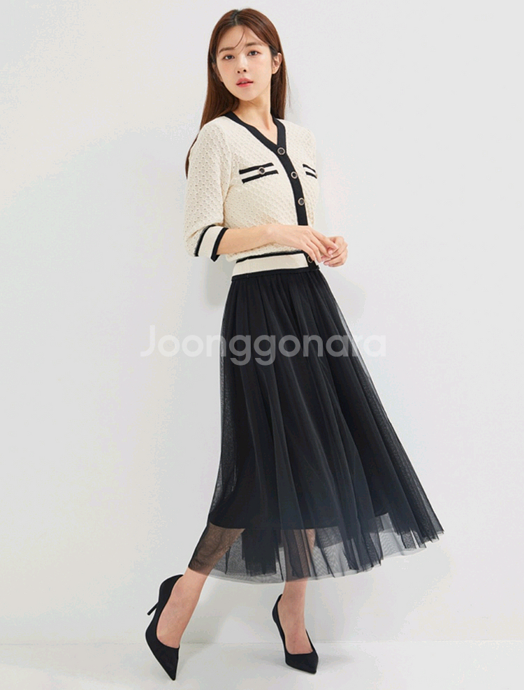 로엠 니트 원피스/ 트위드 자켓세트--0