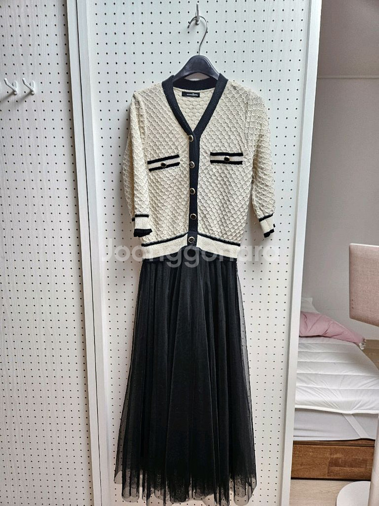 로엠 니트 원피스/ 트위드 자켓세트--3